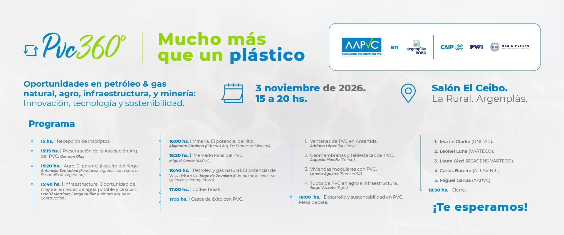 Programa de la Jornada Técnica de la AAPVC en Argenplás 2026.